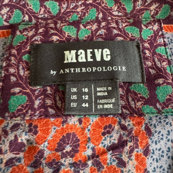 Maeve Anthropologie Casablanca Silk Dress Button Down Shirt Dress- size 12 - Picture 5 of 5